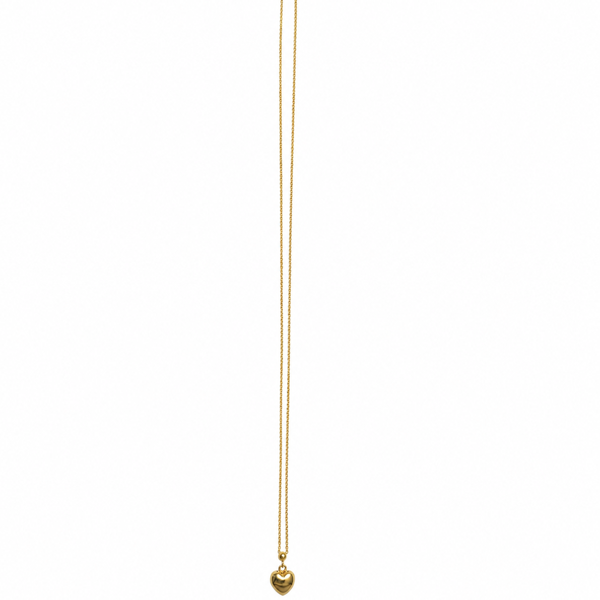 14K Yellow Gold Puff Heart Pendant on Cable Chain 16” .5MM