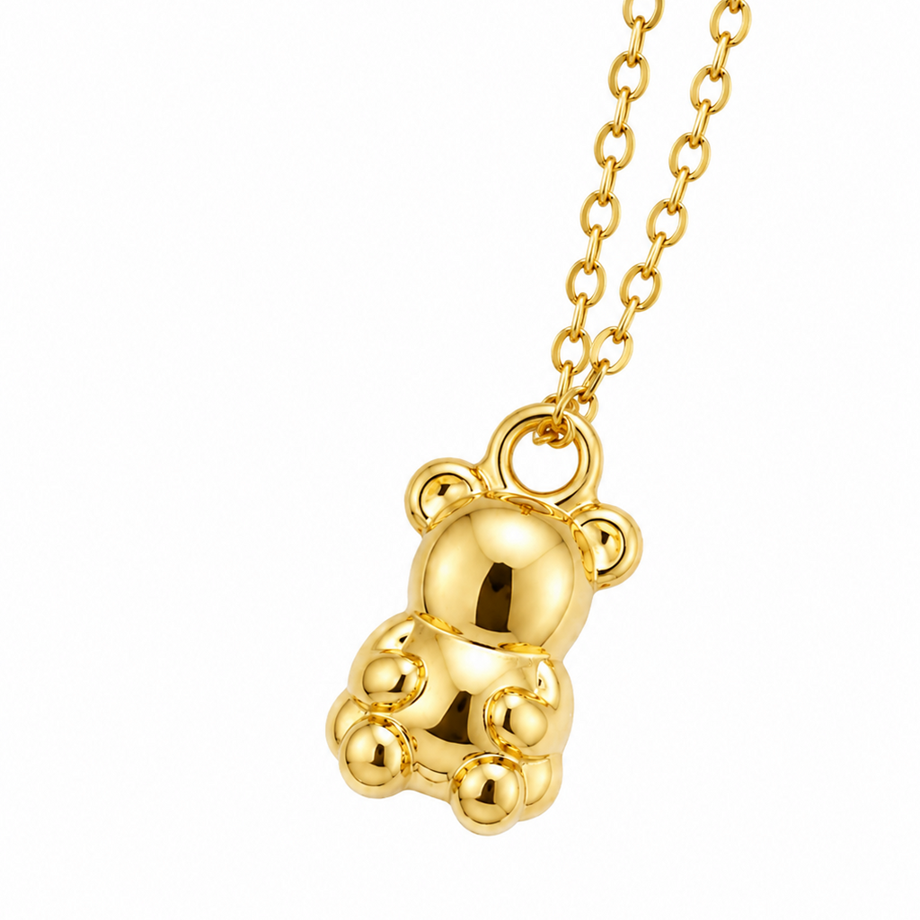 14K Yellow Gold Teddy Bear Pendant on Rolo Chain 20” 0.5MM
