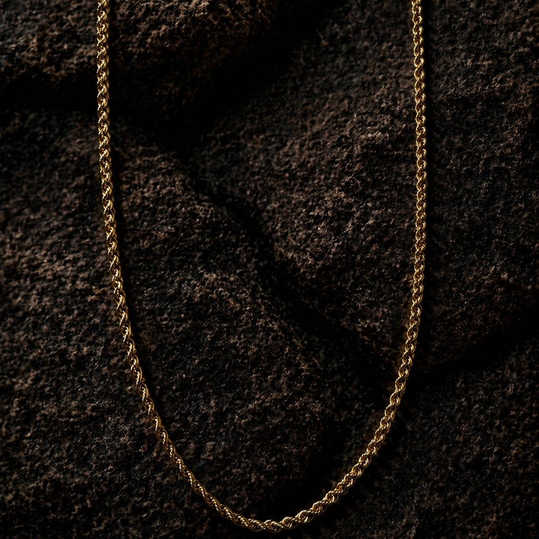 10K Yellow Rope Chain 20” 1.7MM