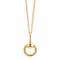 14K Yellow Gold Horsebit Pendant Necklace 20” .5MM