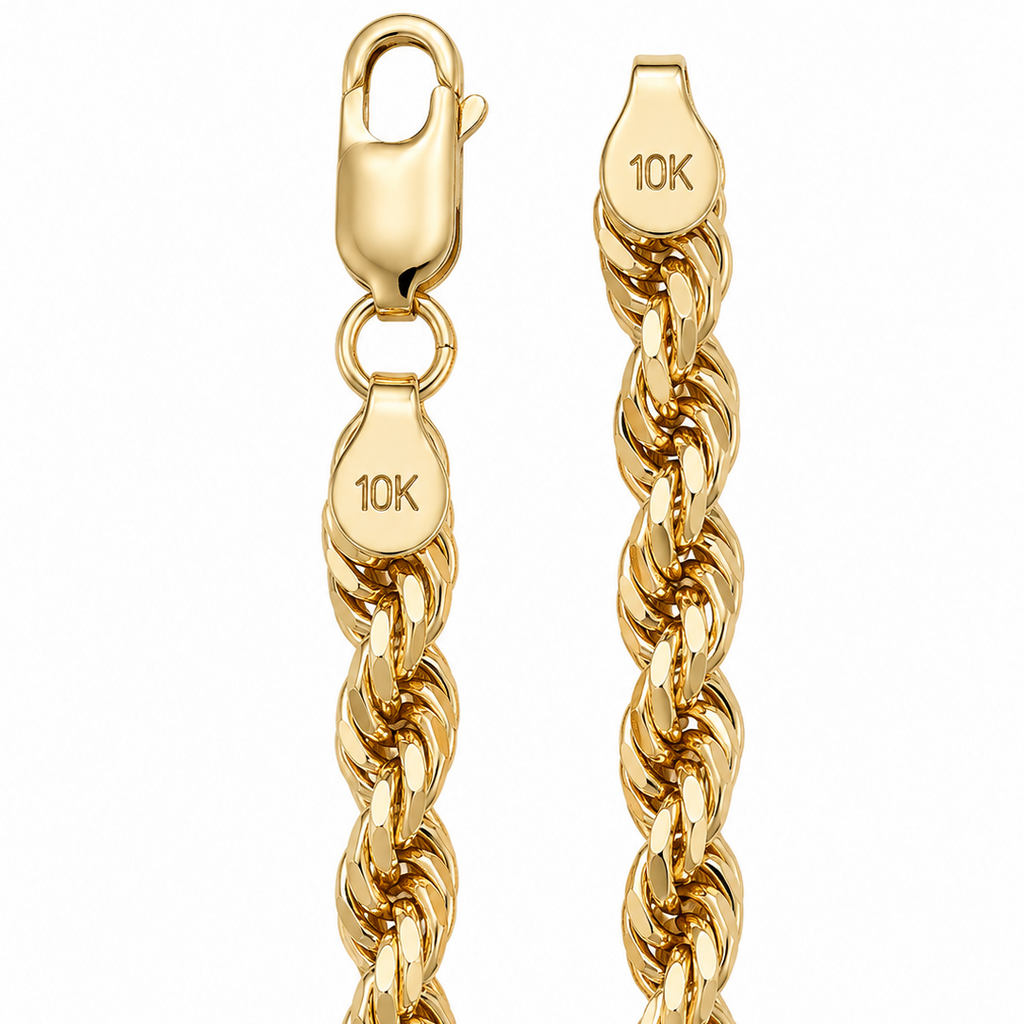 10K Yellow Gold Rope Bracelet 8.3" 5.3MM