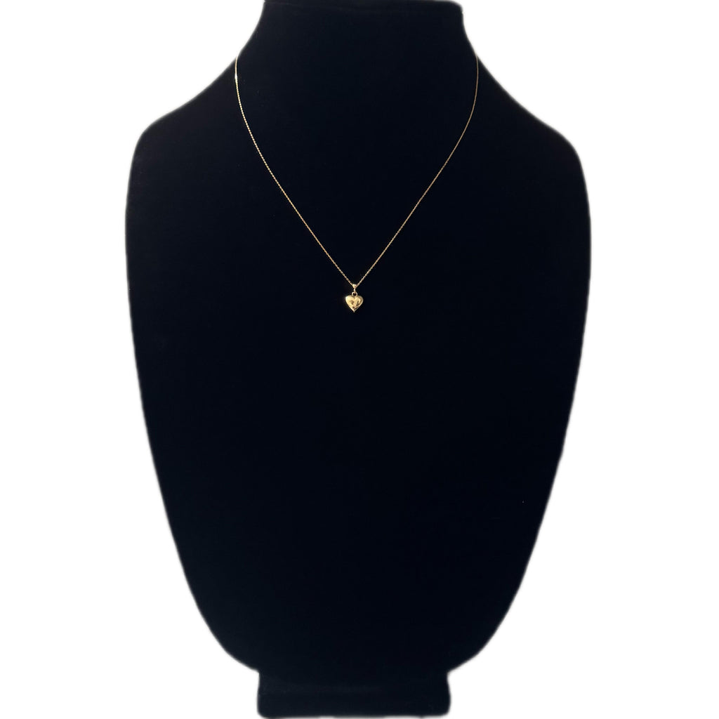 14K Yellow Gold Heart Pendant Necklace 20” .5MM