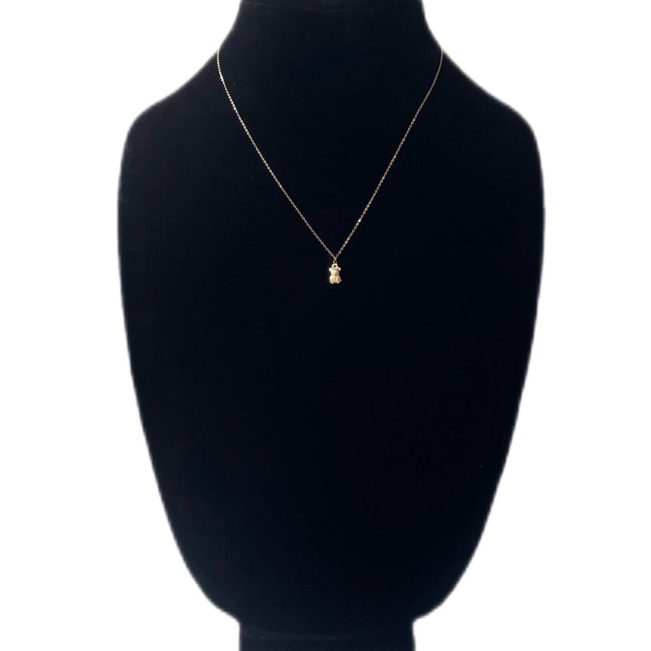 14K Yellow Gold Teddy Bear Pendant on Rolo Chain 20” 0.5MM