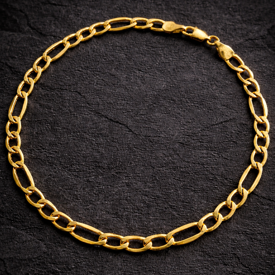 10K Yellow Gold Figaro Link Bracelet 8.5” 5.2MM