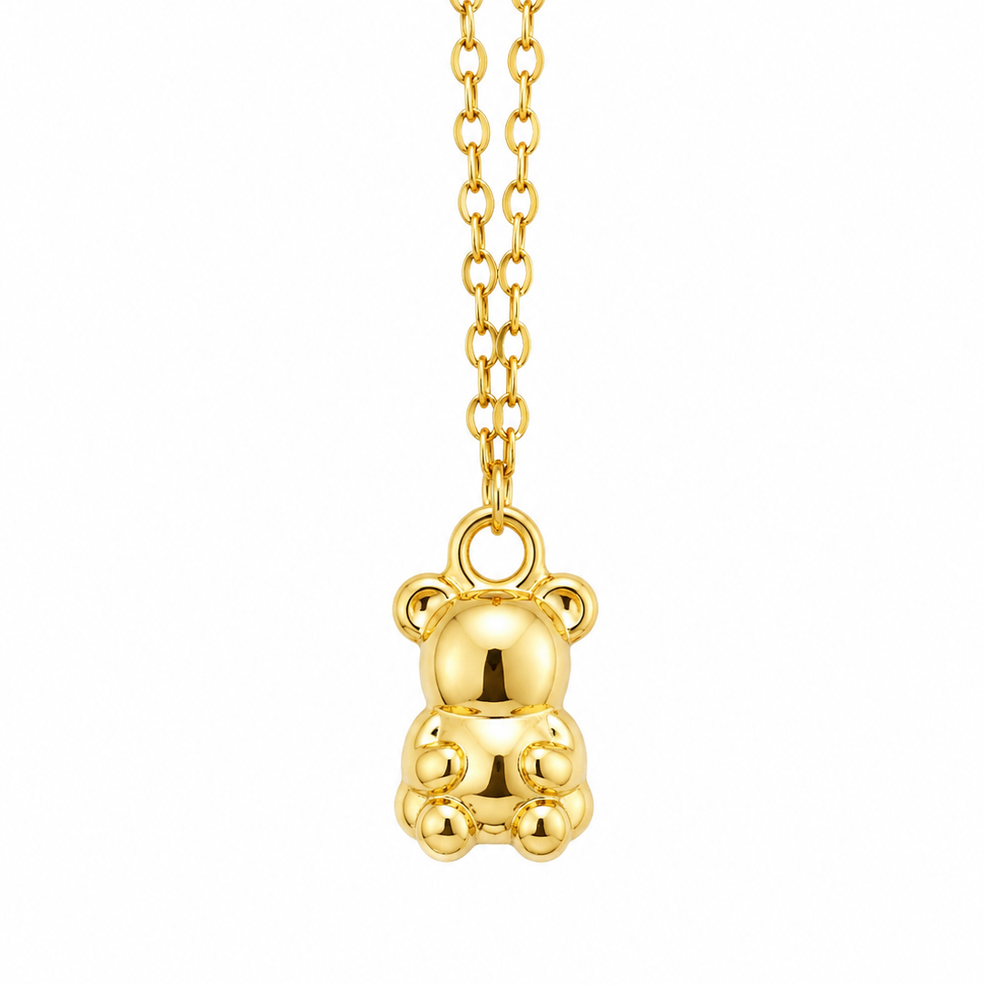 14K Yellow Gold Teddy Bear Pendant on Rolo Chain 20” 0.5MM