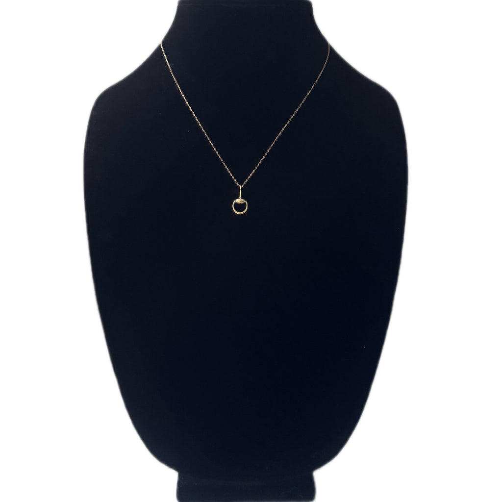 14K Yellow Gold Horsebit Pendant Necklace 20” .5MM