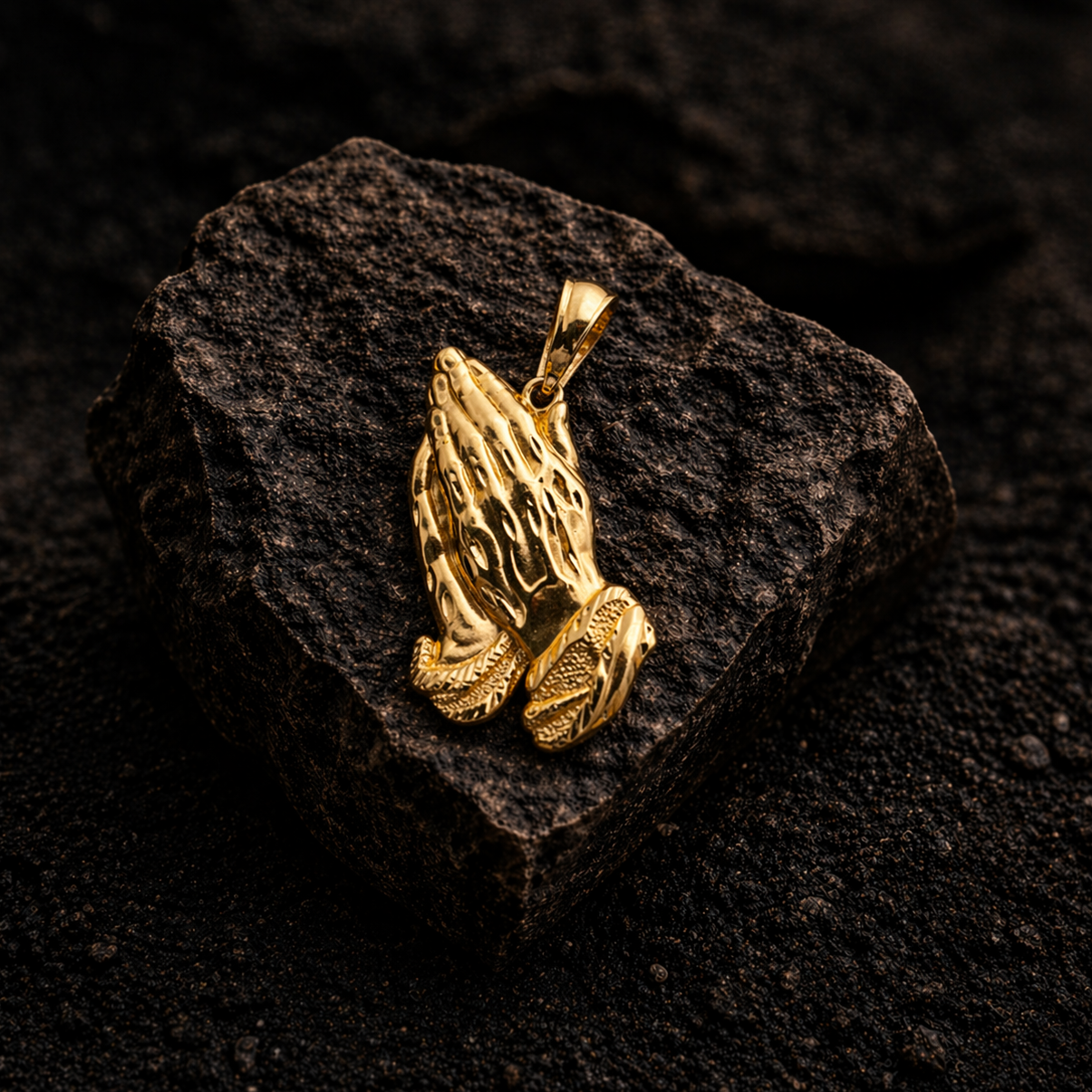 14K Yellow Praying Hands Pendant