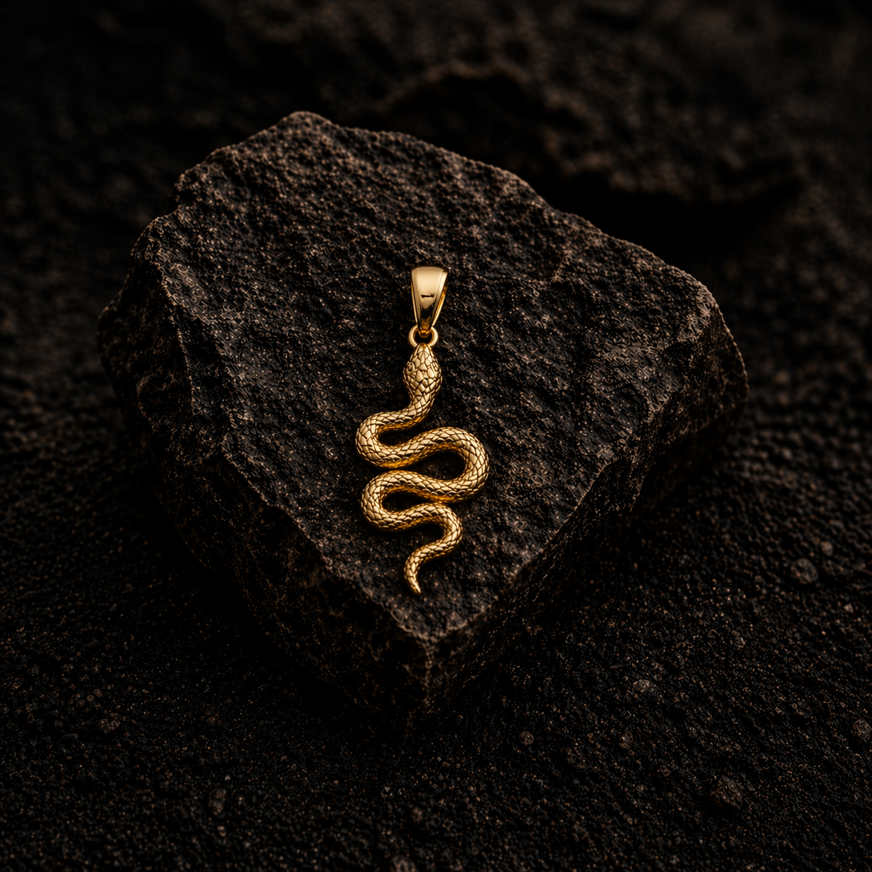 24K Yellow Gold Snake Pendant