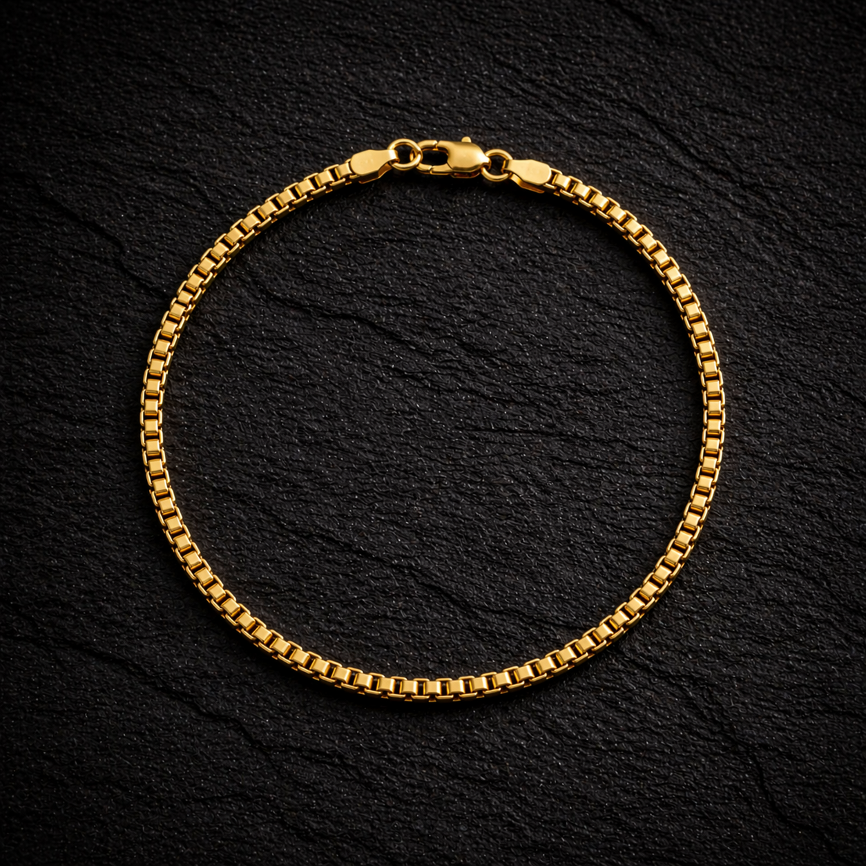10K Yellow Gold Box Chain Bracelet 7" 3MM