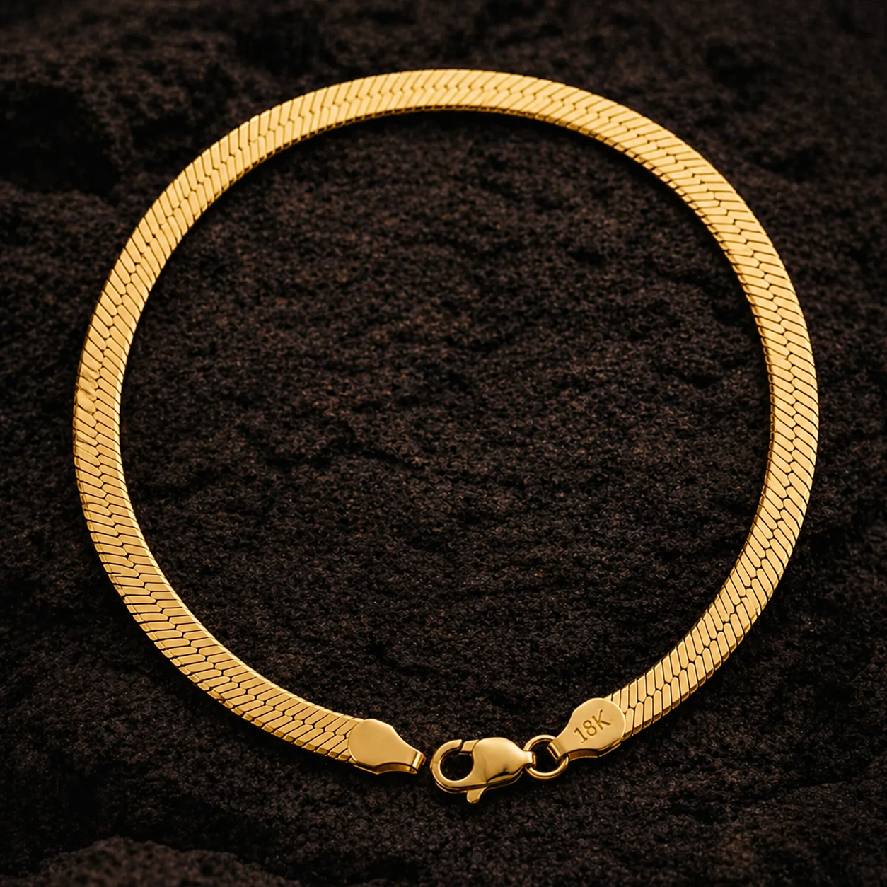 18K Yellow Gold Herringbone Bracelet 7.5” 4.5MM