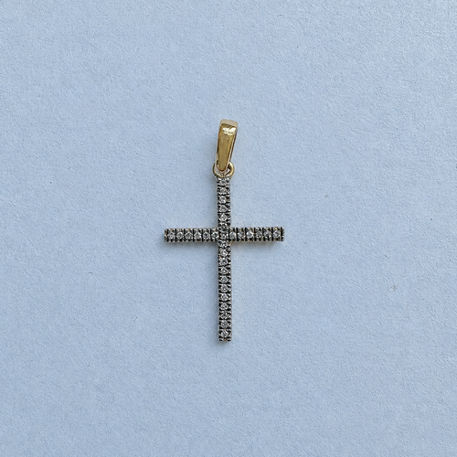10 Yellow Gold Diamond Cross Pendant