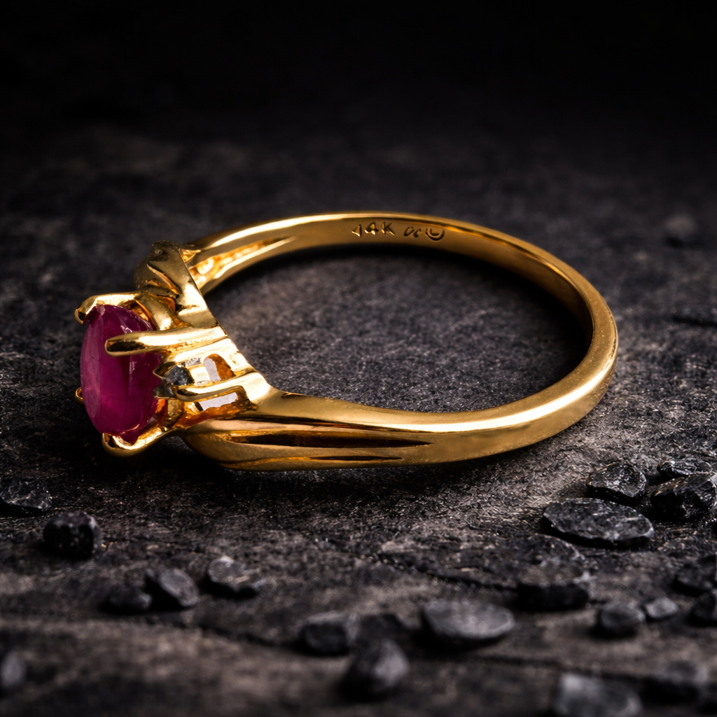 Ruby & Diamond Accent Ring 14K Gold