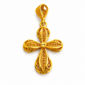 21K Yellow Gold Filigree Cross Pendant