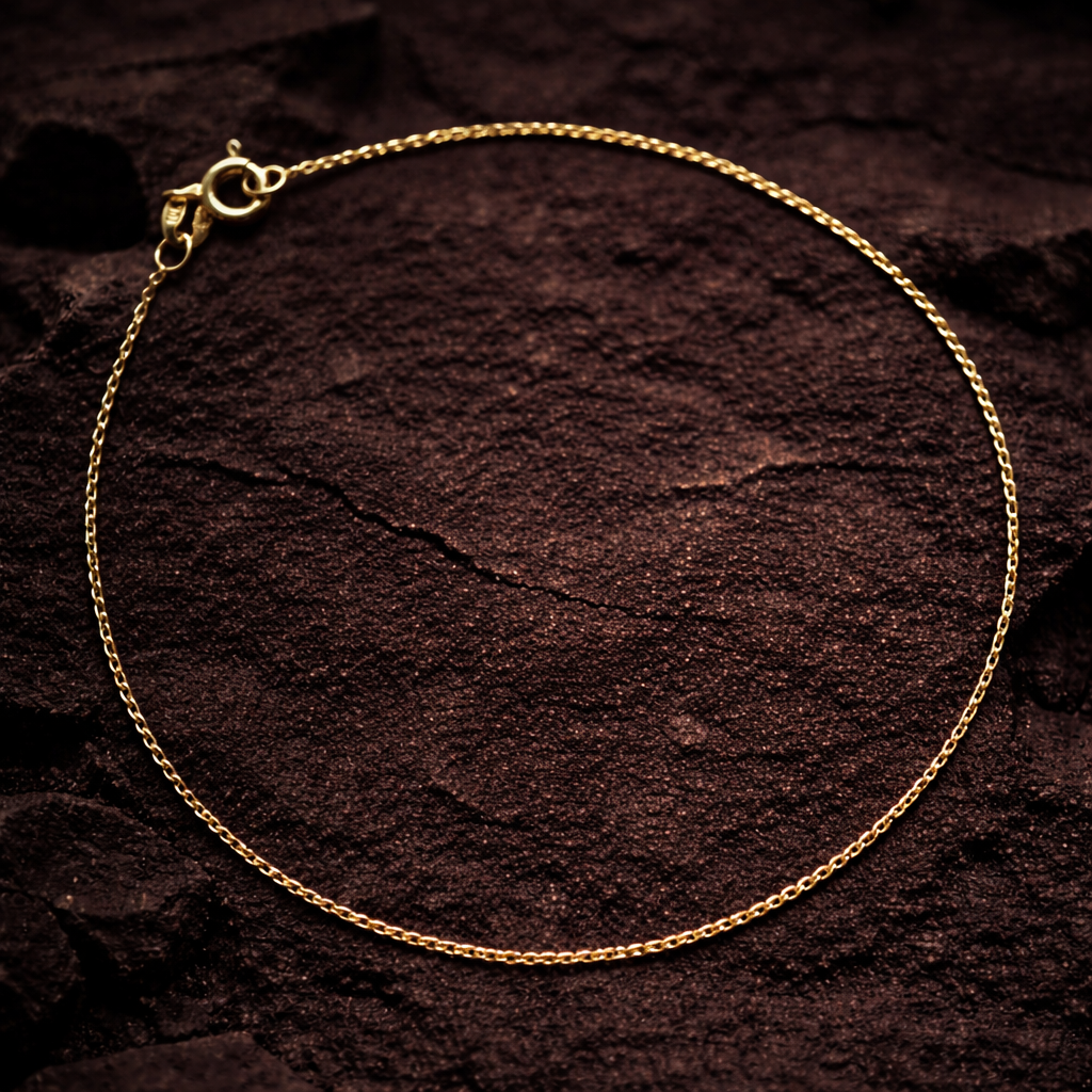 10K Yellow Gold Delicate Cable Link Bracelet 7.3" .8MM