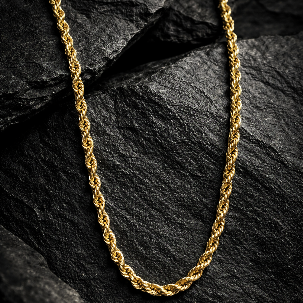 10K Yellow Rope Chain 18” 3MM