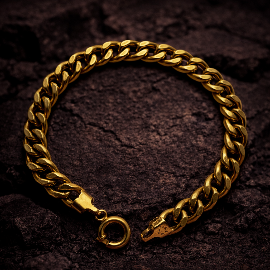 18K Yellow Gold Curb Link Bracelet 8.1" 8.5MM