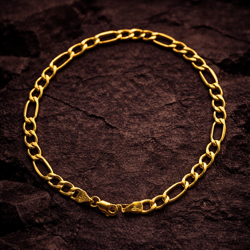 10K Yellow Gold Figaro Link Bracelet 8.5” 5.2MM