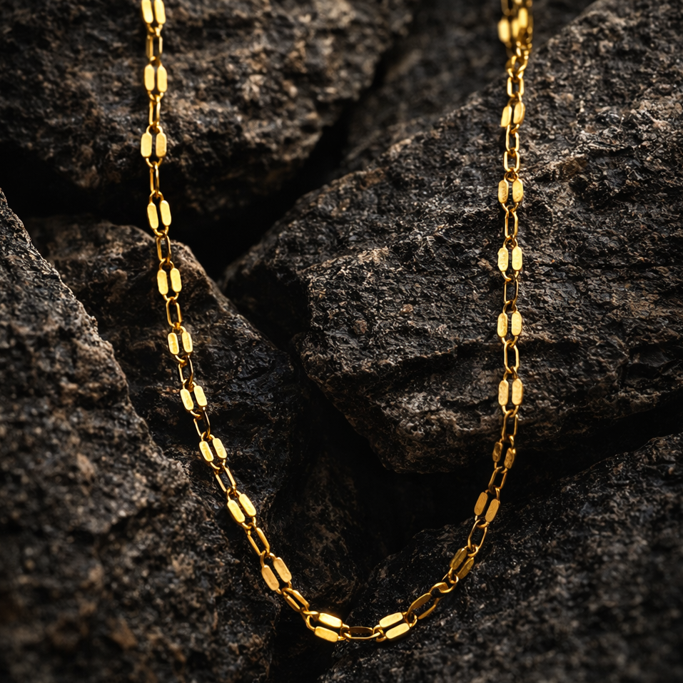 10K Yellow Gold Beaded Link Chain 18" 1.1MM