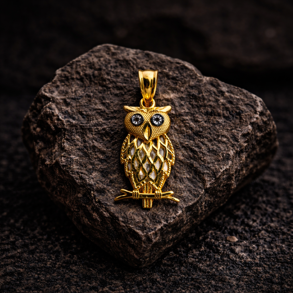 10K Yellow Gold Owl Pendant