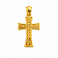 14K Yellow Gold Diamond-Cut Cross Pendant