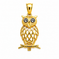 10K Yellow Gold Owl Pendant