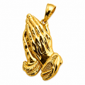 14K Yellow Praying Hands Pendant