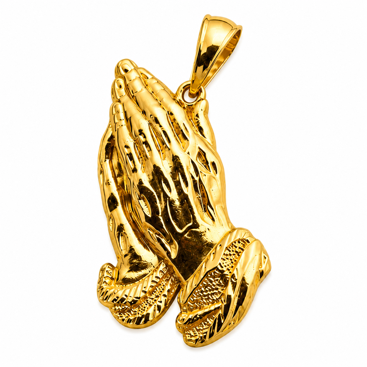 14K Yellow Praying Hands Pendant
