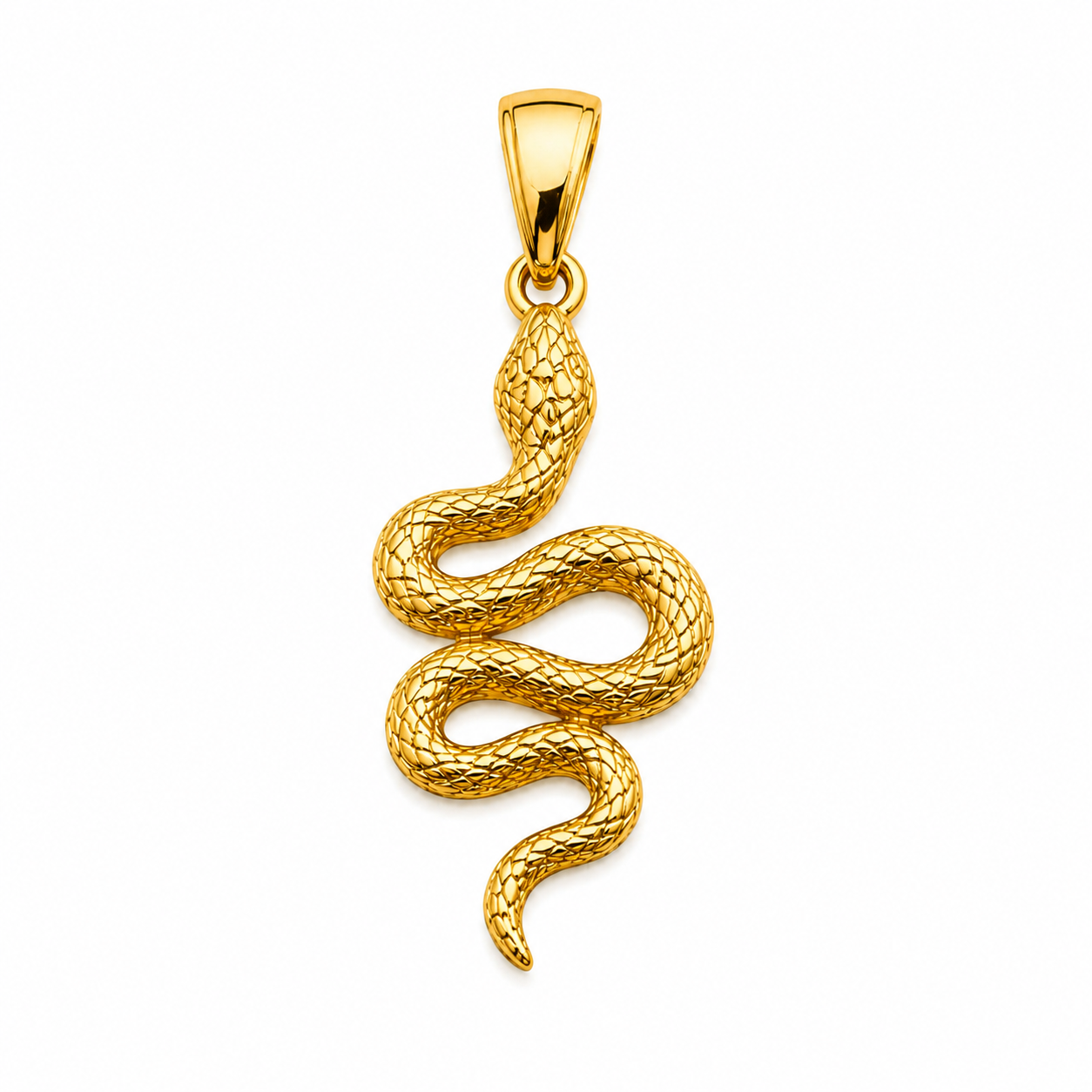 24K Yellow Gold Snake Pendant