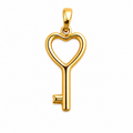 10K Gold Heart Key Pendant