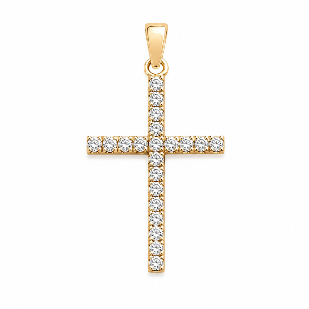 10 Yellow Gold Diamond Cross Pendant
