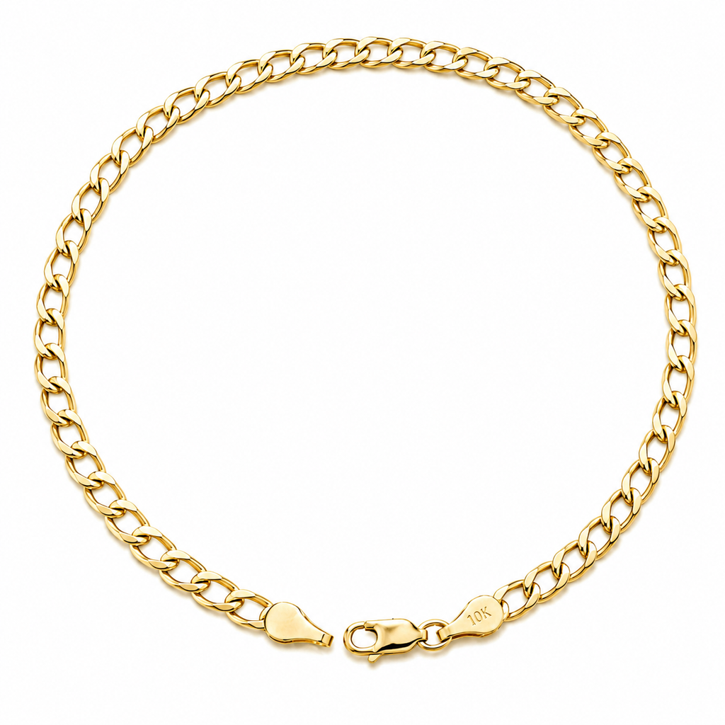 10K Yellow Gold Classic Curb Link Bracelet 7.8" 3.5MM