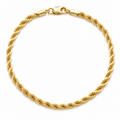 10K Yellow Gold Classic Rope Link Bracelet 7.25" 3MM
