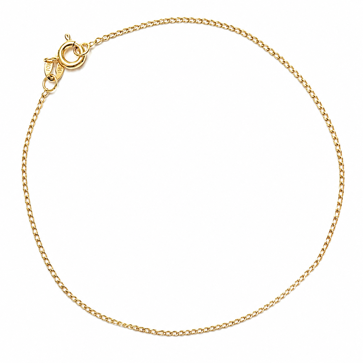 10K Yellow Gold Delicate Cable Link Bracelet 7.3" .8MM