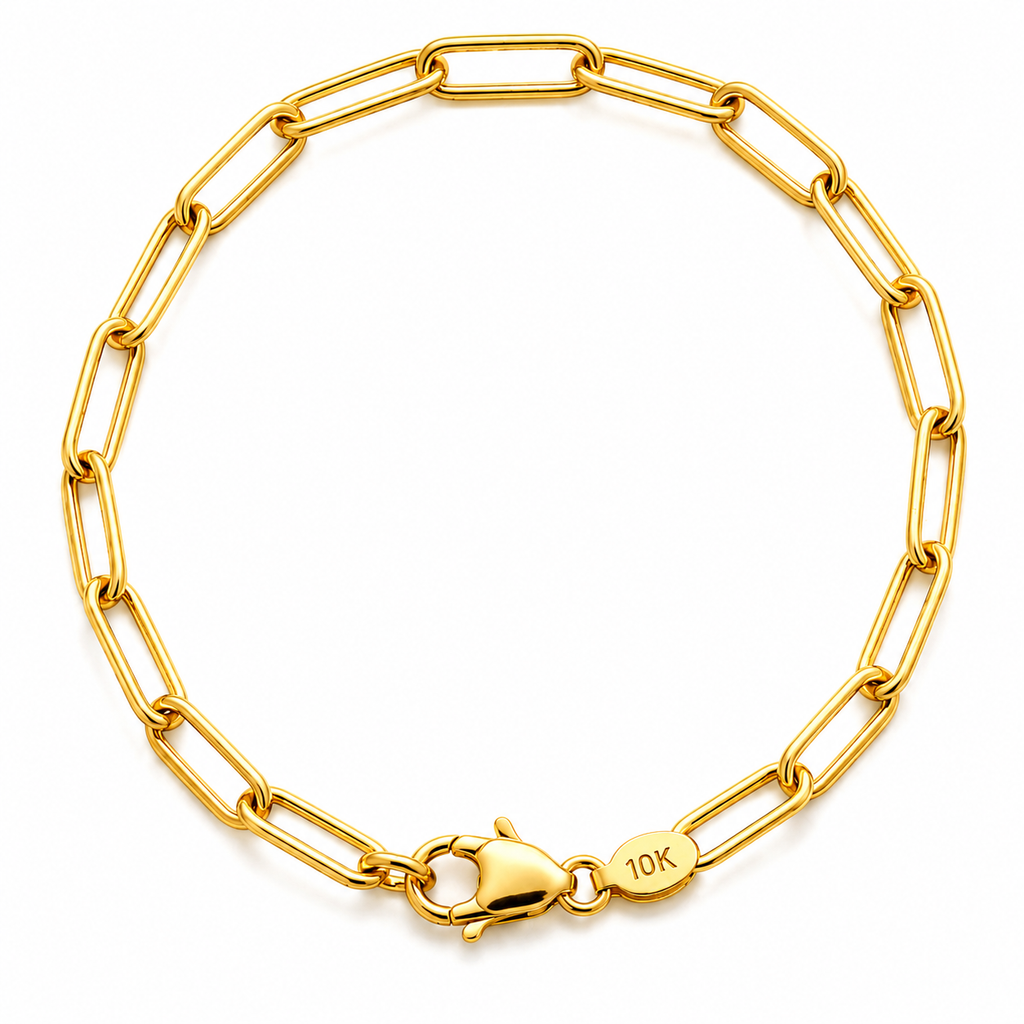 10K Yellow Gold Paperclip Bracelet 7" 5MM