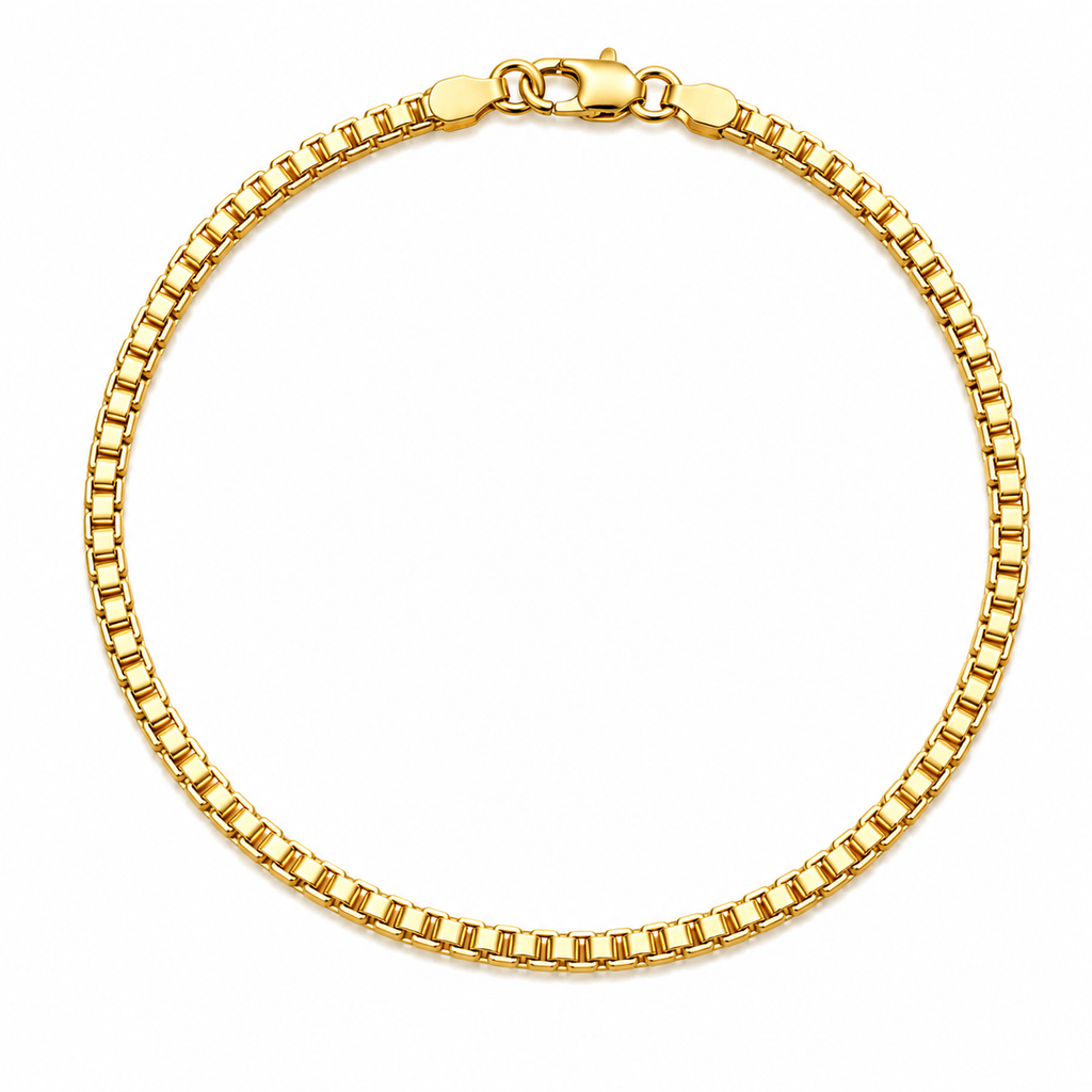 10K Yellow Gold Box Chain Bracelet 7" 3MM