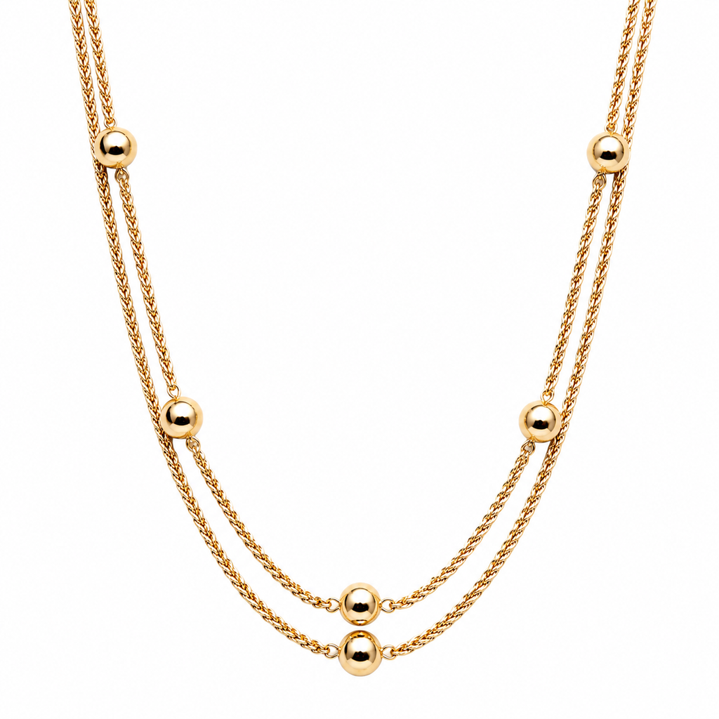 10K Yellow Gold Rope Chain with Bead Accents 54" 1.5MM