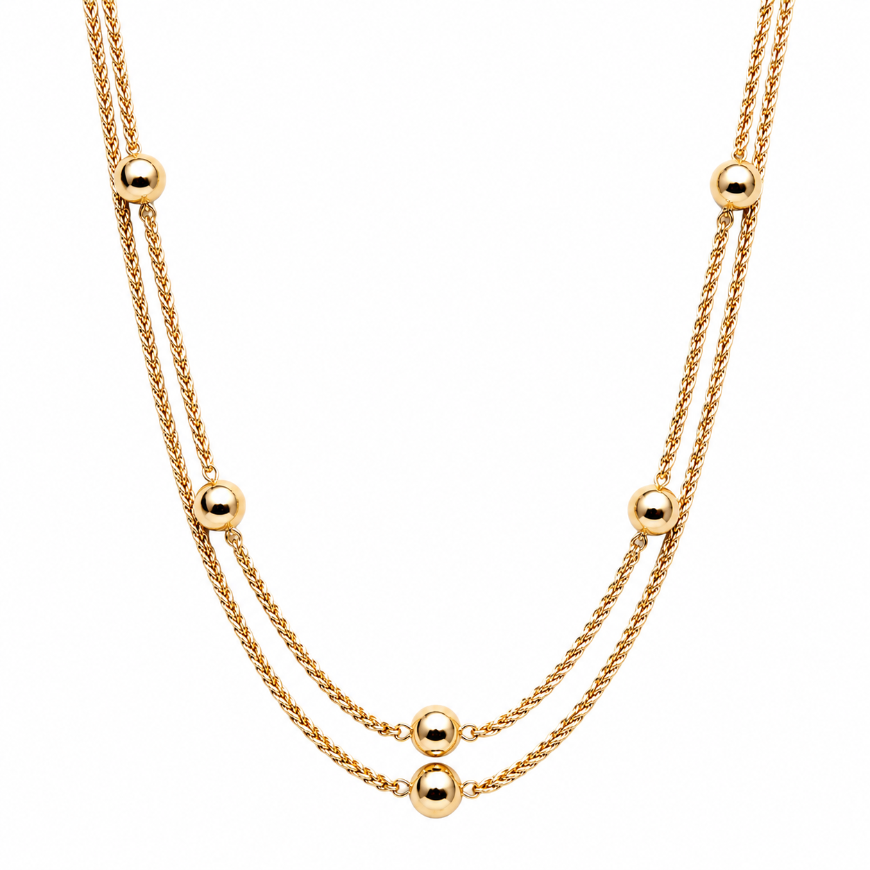 10K Yellow Gold Rope Chain with Bead Accents 54" 1.5MM