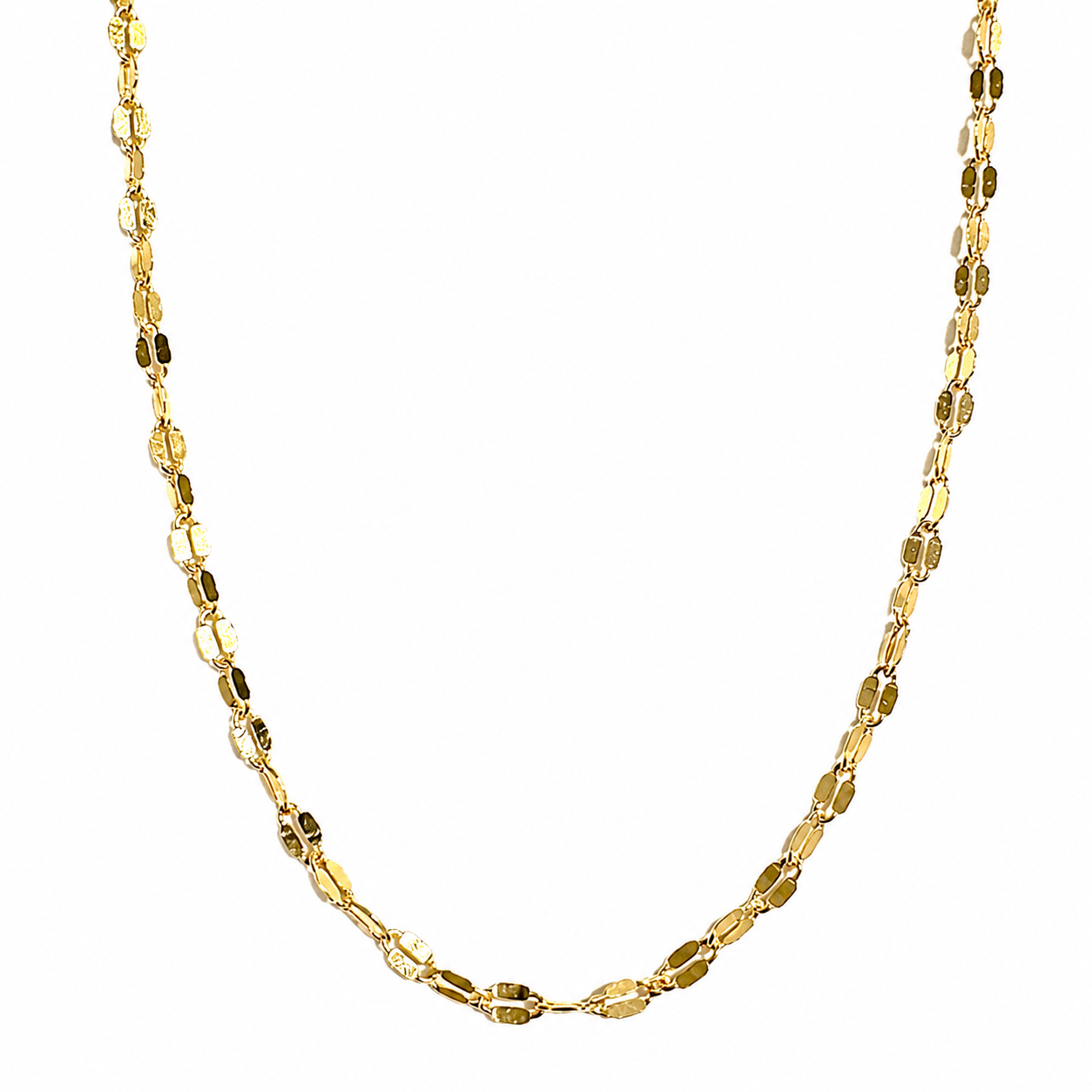10K Yellow Gold Beaded Link Chain 20" 1.2MM