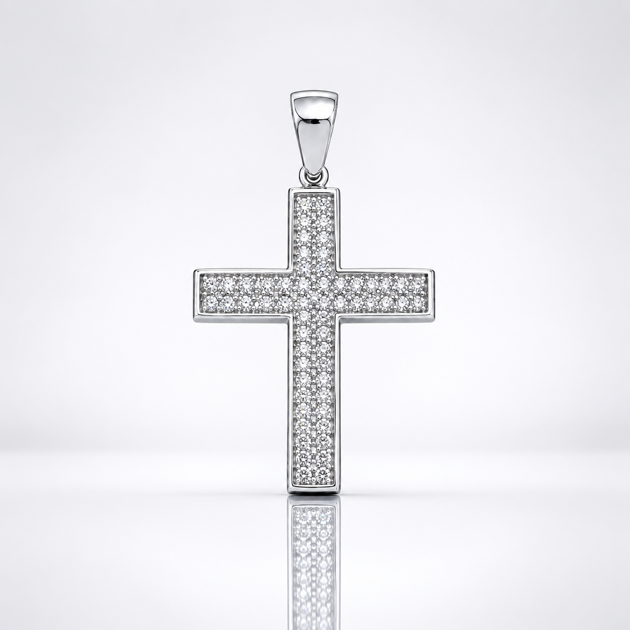 Iced 925 Sterling Silver Cross Pendant