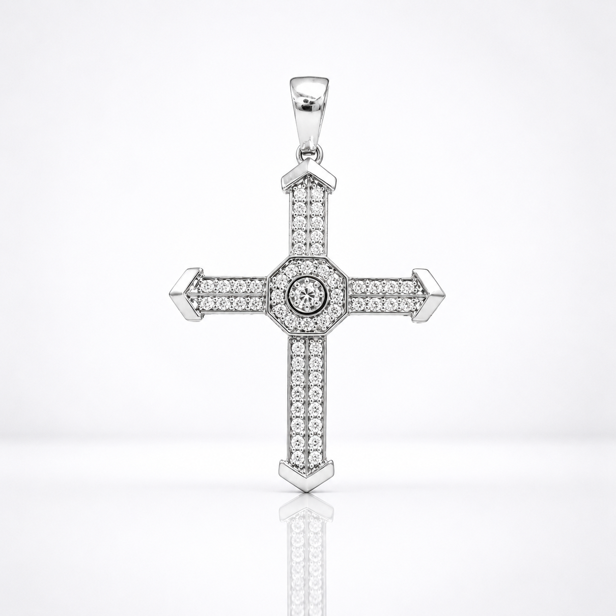 Iced 925 Sterling Silver Cross Pendant