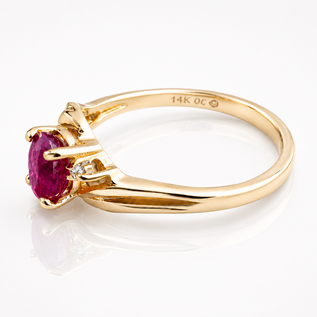 Ruby & Diamond Accent Ring 14K Gold