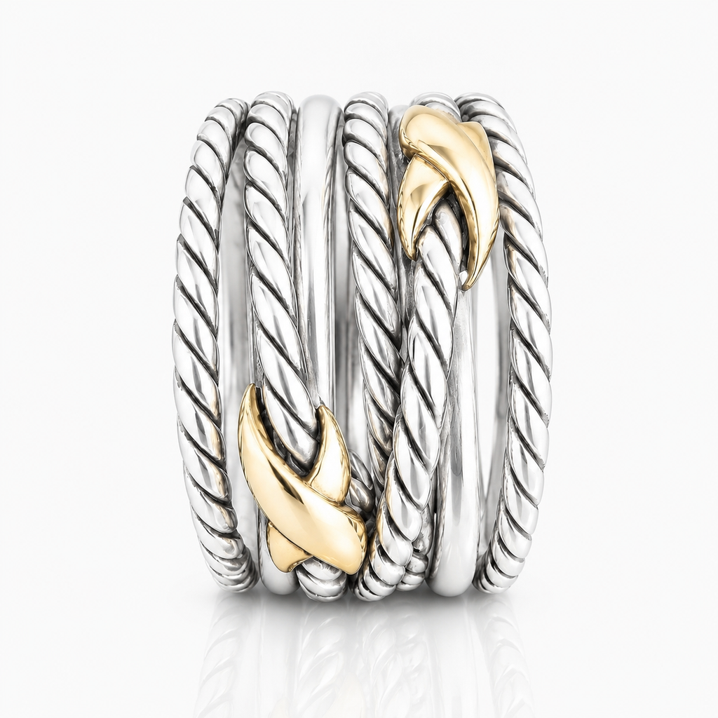 D.Y. Sterling Silver & 18K Gold Ring
