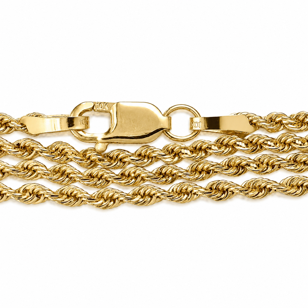 10K Yellow Rope Chain 20” 1.7MM