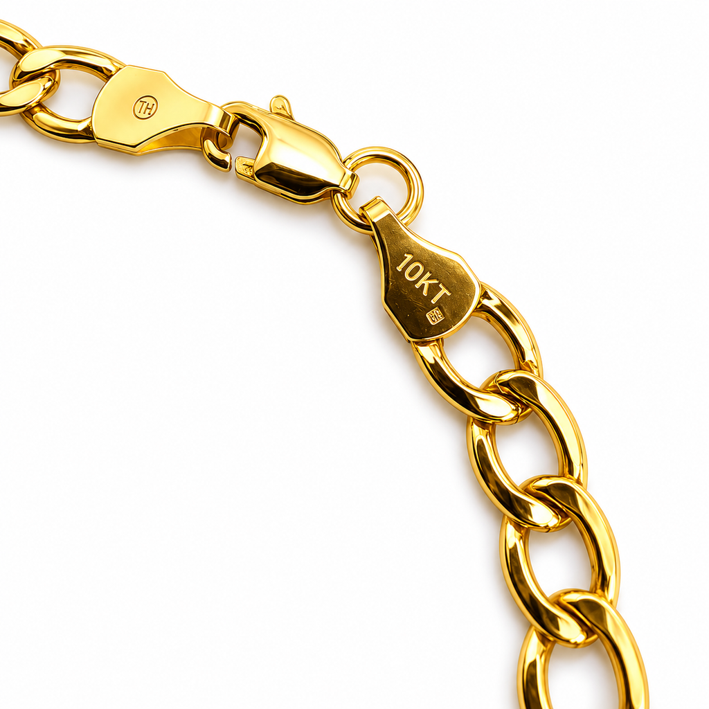 10K Yellow Gold Figaro Link Bracelet 8.5” 5.2MM
