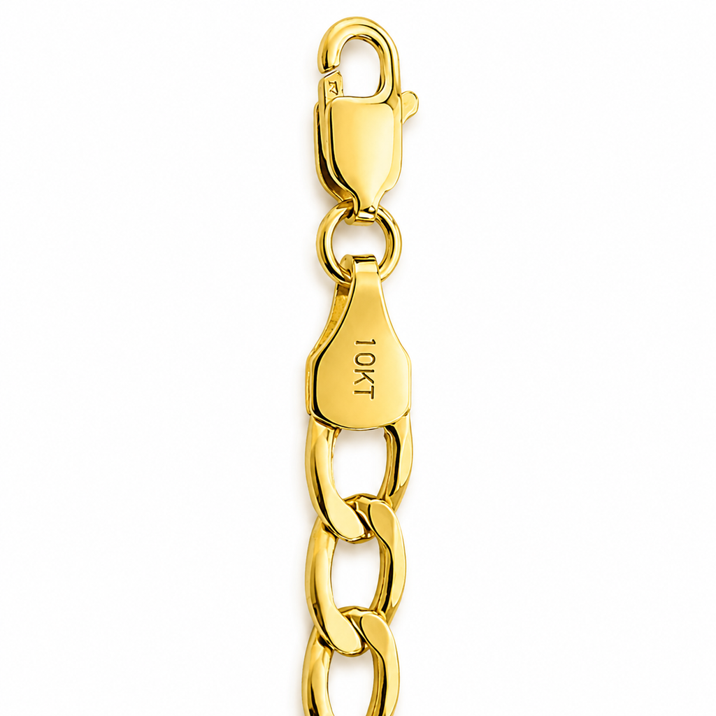 10K Yellow Gold Figaro Link Bracelet 8.5” 5.2MM