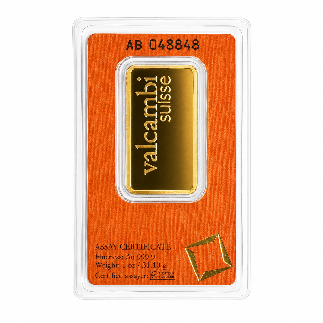 Valcambi Suisse 999.9 Fine Gold Bar 1 OZ