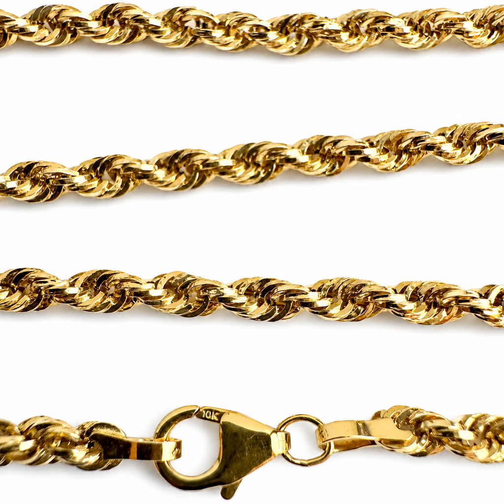 10K Yellow Rope Chain 18” 3MM