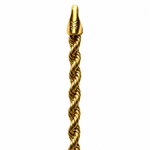 10K Yellow Gold Classic Rope Link Bracelet 7.25" 3MM