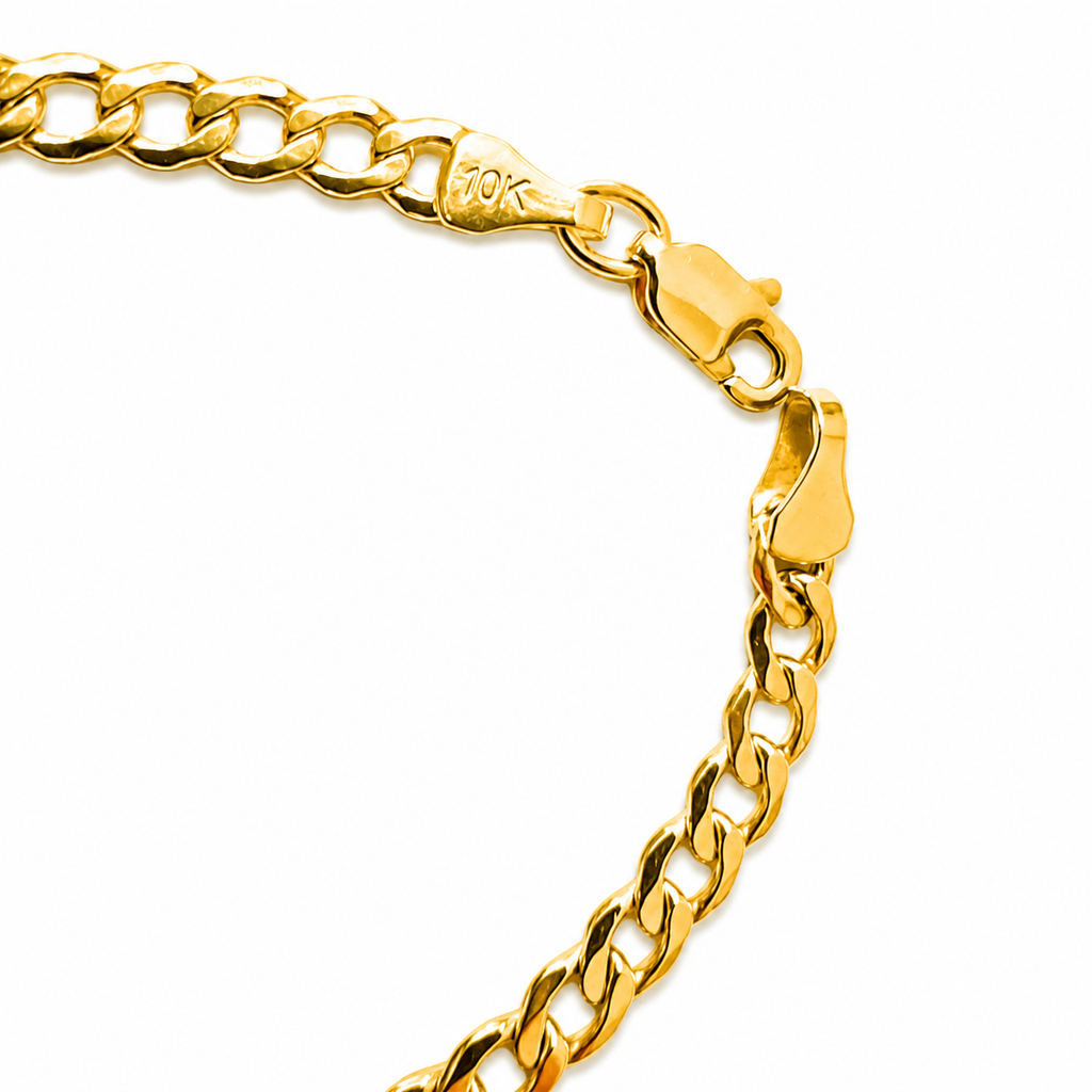 10K Yellow Gold Classic Curb Link Bracelet 7.8" 3.5MM