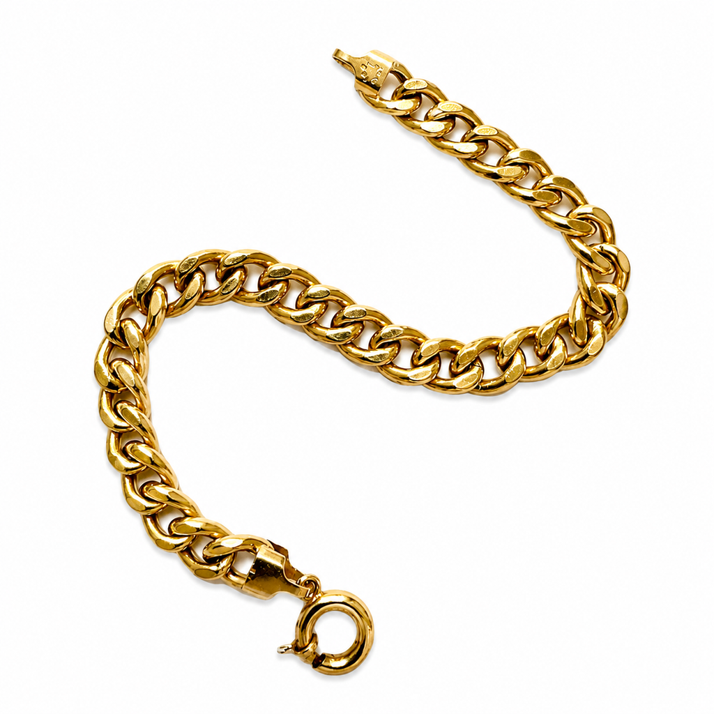 18K Yellow Gold Curb Link Bracelet 8.1" 8.5MM